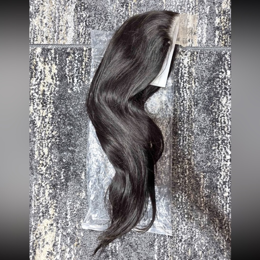 Natural Black 5x5 Lace Closure Wig 22" Straight Human Hair Glue less